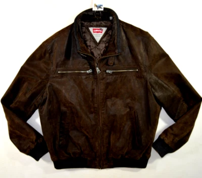 Mens VINTAGE LEVIS SUEDE LEATHER BOMBER JACKET size XXL  X X Large Brown Black - Image 1 of 4