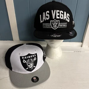 Lot Of 2 Las Vegas Raiders New Era NFL Patch Hat Snapback '47 9fifty - Picture 1 of 6