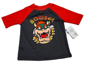 Super Mario Bros. Bowser Rash Guard Shirt Boys Size 4 Nwt - Picture 1 of 3