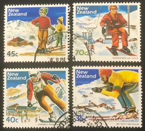 New Zealand 1984 "Skiing" complete set of 4 FDI Used Stamps - Picture 1 of 1
