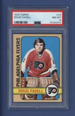 1972-73 Topps #74 DOUG FAVELL PSA 8 NM-MT Philadelphia Flyers *GOALIE* - Image 1 of 2