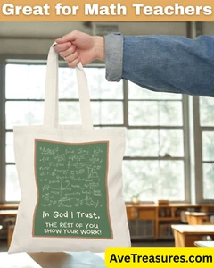 In God I Trust Tote Bag - Math Teacher Gift, Eco-Friendly, Back to School - Picture 1 of 6