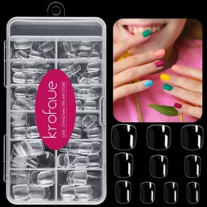 Kids Short Clear False Nails 240Pcs Full Cover Press on Nails for Little Girls - Picture 1 of 12