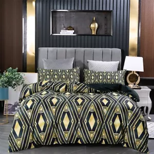 3D Luxury Geometry Pattern Quilt Cover Set Duvet Cover Bedding Pillowcases - Picture 1 of 8