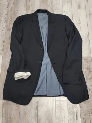 Blazer 46L Para Hombre Hugo Boss Negro Rayas 3 Botones 100% Lana Abrigo Deportivo Vintage Foto 1 de 4