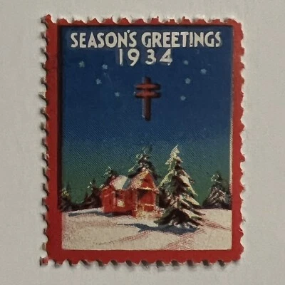 ERROR 1934 CHRISTMAS SEAL STAMP BLURRED SCENERY - Image 1 of 3
