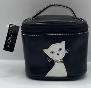 Bolso de Maquillaje Minicci Cremallera Alrededor Negro Blanco Gato Nuevo con Etiquetas - Imagen 1 de 8