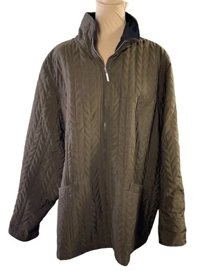 Avenue Women's Quilted Caot Olive Green Mock Neck Full Zip Jacket 22/24 - Image 1 of 4
