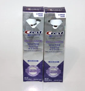 LOT (2) CREST 3D WHITE BRILLIANCE TOOTHPASTE ENAMEL PROTECT 3.9 OZ EXP 6/2027 - Picture 1 of 2