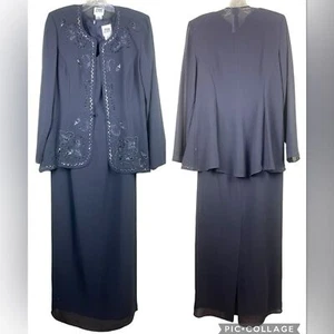 R&M Richards Womens Chiffon Beaded Dress with Jacket Size 8 - Picture 1 of 12