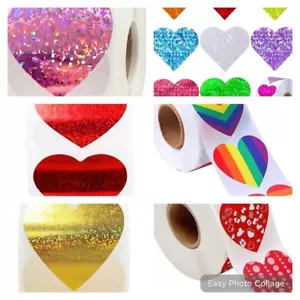 Valentines Love Heart Pride Rainbow Wedding Invite Craft Gift Labels Stickers - Picture 1 of 25