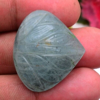 65.40 Cts Natural Aquamarine Rare Pear Hand Carving Huge Size Untreated Gemstone - Image 1 of 4