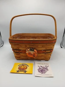Longaberger Boo Basket with Pumpkin Protector Halloween Trick Or Treat 1994 ๐  - Picture 1 of 6