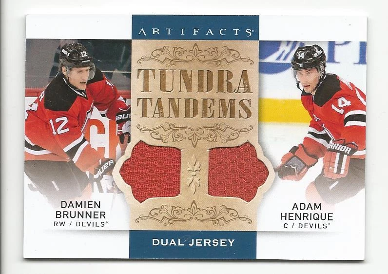 2014-15 Artifacts Tundra Tandems Damien Brunner Adam Henrique Dual Jersey #TT-BH - Image 1 of 1