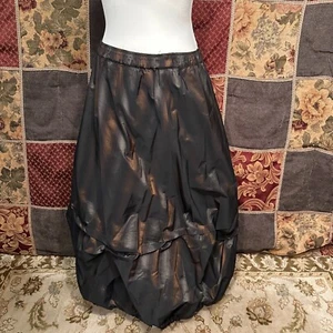 Lilith France Bubble Hem Metallic Balloon Tiered Skirt Women's Small Black Brown - Picture 1 of 11