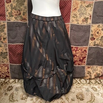Lilith France Bubble Hem Metallic Balloon Tiered Skirt Women's Small Black Brown - Image 1 of 4