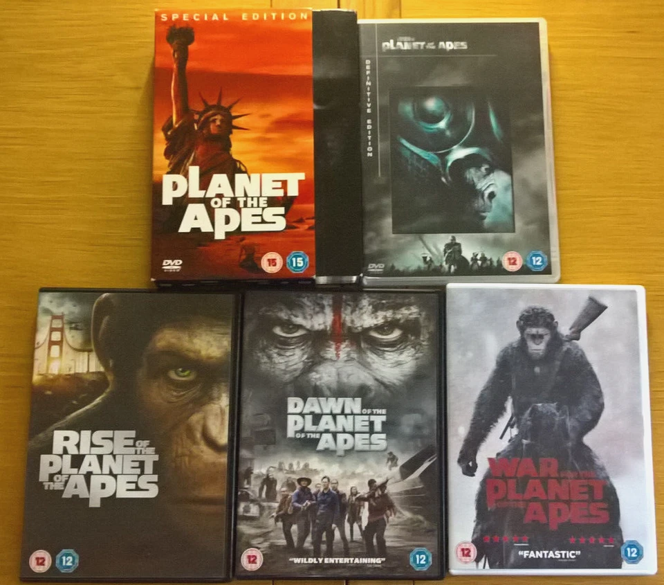 Planet Of The Apes 9x DVD Franchise Rise Dawn War '67 Originals 1-5 Box Set R2 - Image 1 of 1