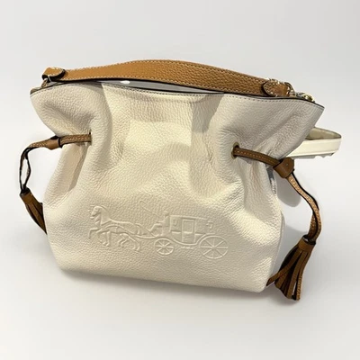 Coach Andy Tote. Never Carried. Horse And Carriage Chalk/Caramel Pebbled Leather - Image 1 of 4