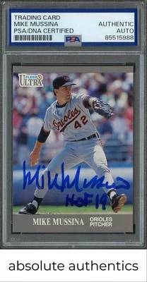 1991 Ultra Update Mike Mussina Auto RC Insc. HOF '19 PSA Authentic - Image 1 of 2