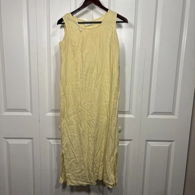 Miss Dorby Dress Women M Linen Rayon Yellow Sleeveless Cottagecore Summer - Image 1 of 4