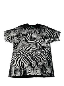 Vtg 90s Zebra T Shirt AOP All Over Print Animal Jungle Nature 90s Grunge Skate - Picture 1 of 8