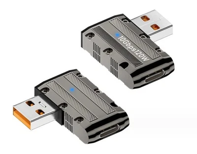 USB A 3.0 to USB C Data Power Adapter 10Gbps | Left Angle Male to Female  - Image 1 of 4