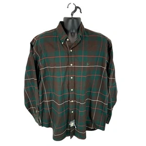 Vintage Ralph Lauren Plaid Oxford Dress Shirt Dark Green Brown Size XL Deadstock - Picture 1 of 10