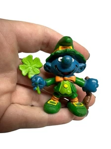 Vintage Good Luck Schlumpf 1982 Kobold Kleeblatt Kleeblatt Peyo Schleich Schlümpfe - Bild 1 von 10