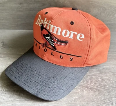 Vintage 90's MLB Baltimore Orioles Twins Enterprise Two Tone Snapback Hat Cap - Image 1 of 4