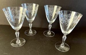 Fostoria Burgunder Stiel 6092 Kristall geätzt 7" Weingläser geschliffen 878 60er Jahre Kelch - Bild 1 von 5