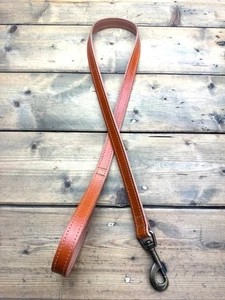 Luxury Leather Dog Lead - Full Grain Training Leash - UK Made - Antique Brass - Picture 1 of 10