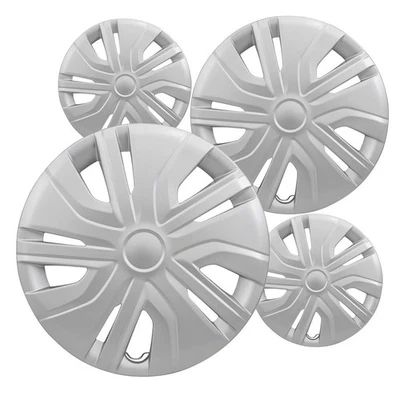 Set of 4 Hubcaps 14" Silver ABS Wheel Covers for 2017 - 2022 Mitsubishi Mirage Foto 1 de 4