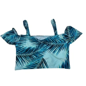 Abercrombie Kids Girls Swim Top 13/14 Bathing Suit Palm Fronds Tropical Stretch - Picture 1 of 9