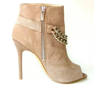 Charles Jourdan Paris Suede Stiletto Booties High Heels Size 5.5 Medium Tan - Picture 1 of 6