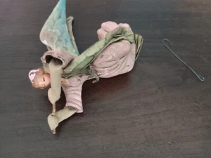 Adorno de ángel rosa cartapesta papel maché italiano vintage tocando flauta como está - Imagen 1 de 2