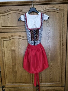 Landhaus C&A Damen Dirndl Schwarz Weiß Kariert Rot Tracht Oktoberfest Gr. 34, XS - Bild 1 von 19