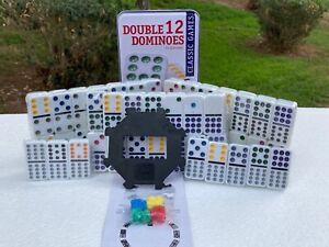 Cardinal 91 Double 12 Color Dotted MEXICAN TRAIN DOMINOES Tile Game TIN domino