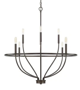 CAPITAL LIGHTING 428581MB HOMEPLACE 34" GREYSON MATTE BLACK 8 LIGHT CHANDELIER - Picture 1 of 21