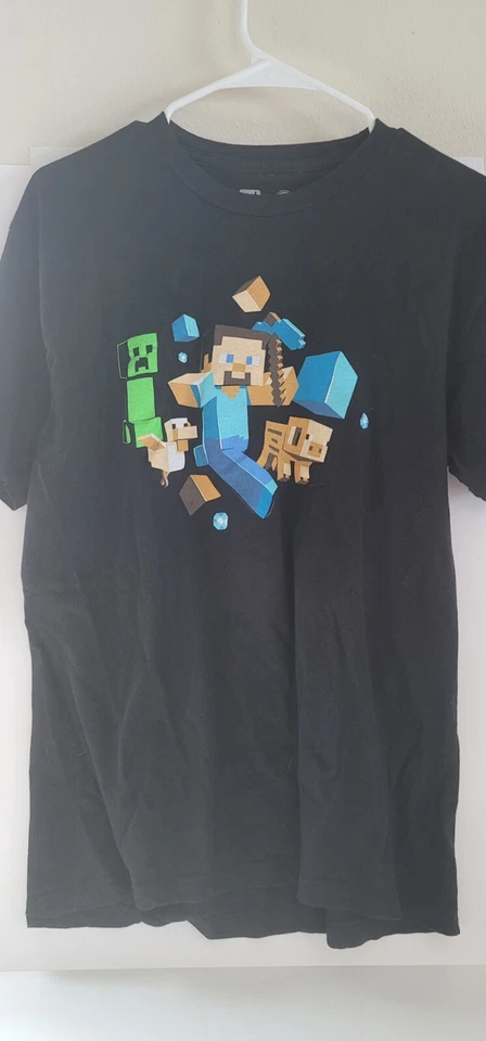 Camiseta Oficial Jinx Minecraft Niños Run Away Brilla en la Oscuridad Talla L Gamer Foto 1 de 3