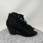 Eileen Fisher Booties Womens 10 James Strappy Black Leather Ankle Open Toe Shoes
