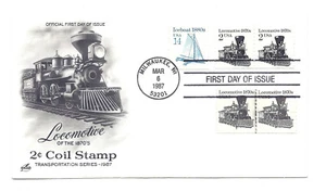2226 2c Locomotive 1870s re-engraved ArtCraft, line pair plate #3 FDC  - Picture 1 of 1