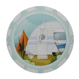 Caravan Analogue Wall Clock (Decorative Decor Colourful Novelty Quirky Design) - Foto 1 di 7
