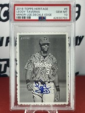 LEODY TAVERAS (RC) ~ 2018 Topps Heritage MiLB Deckle Edge Auto #6 PSA 10 |Ranges