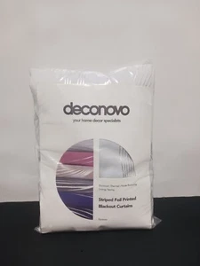 DECONOVO STRIPED FOIL BLACKOUT CURTAINS GREYISH WHITE 52X84" 2 PANELS. NEW - Picture 1 of 5