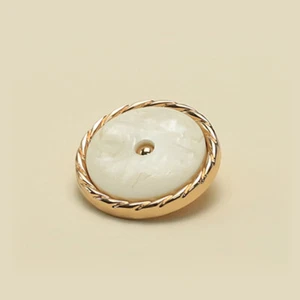 Metal Base Resin Buttons Gold Silver Double Pieced Rolled Decorative Buttons - Picture 1 of 6