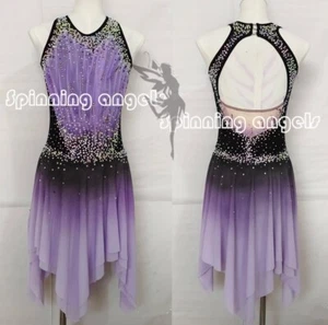 Ice Skating Adult Figure skating Dress Gymnastics Costume purple dyeing - Picture 1 of 8