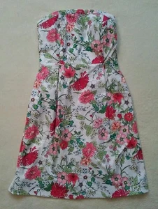 OLD NAVY Womens Sundress Size 2 Strapless Dress Floral Zip Up Knee Stretch Back - Picture 1 of 3