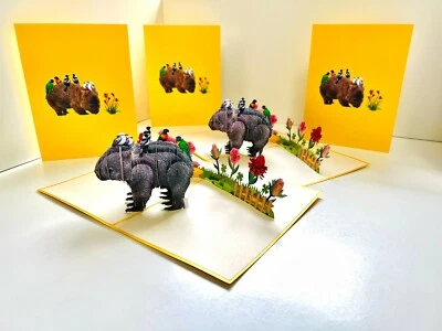 CARTÕES POP ORIGAMI PÁSSAROS Australianos Wombat Pop Up Cartão Austrália Natal - Imagem 1 de 4