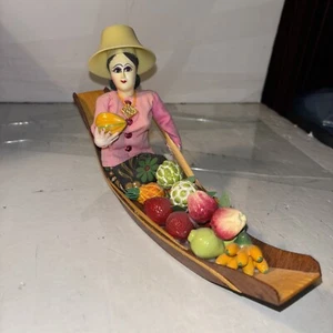 Vintage Thai River Boat Floating Fruit Market - Picture 1 of 19