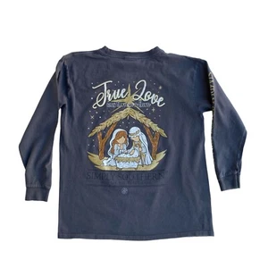 Simply Southern Youth Medium Top Crew Neck Long Sleeve Jesus True Love - Picture 1 of 6